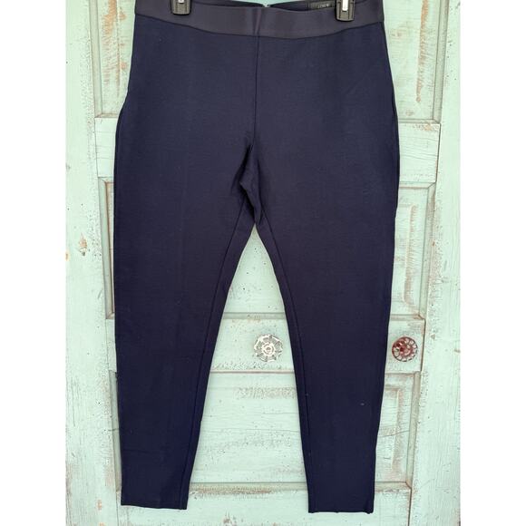 J. Crew Pixie Navy Blue‎ Pants Elastic Waist Zipper Back - Size Women's 16R - Picture 1 of 8